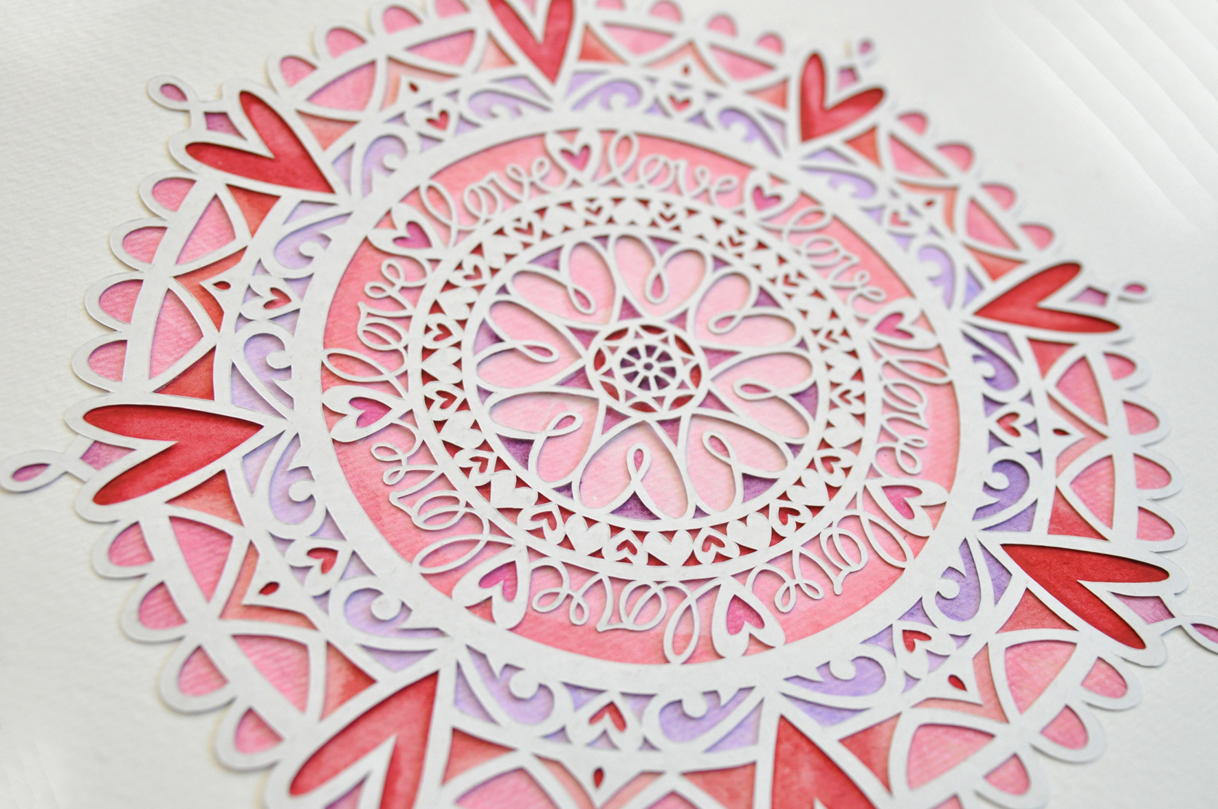 Download Love Mandala papercut card with free p&p - Kelly Cuts Paper